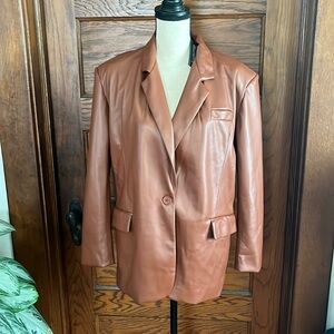 Anthropologie BlankNYC Faux Leather Blazer size Small  Cedar